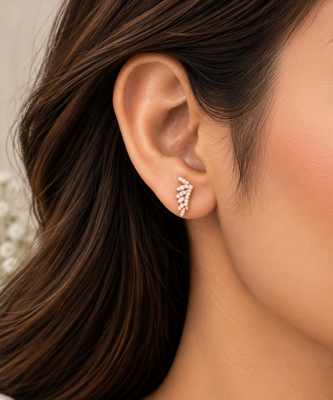 Silver Rosegold Angel Wing Teardrop Necklace Set
