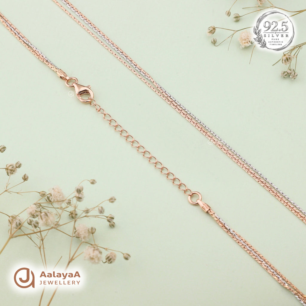 Silver Rosegold Dual Tone Layered Chain