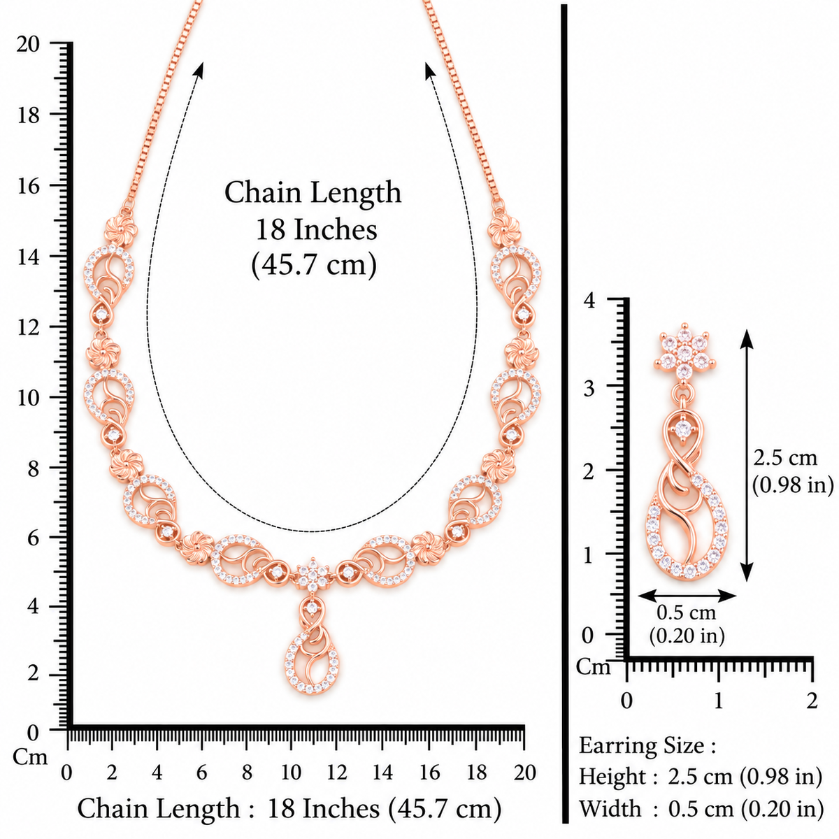 Silver Rose Gold Seraphina Swirl Necklace Set