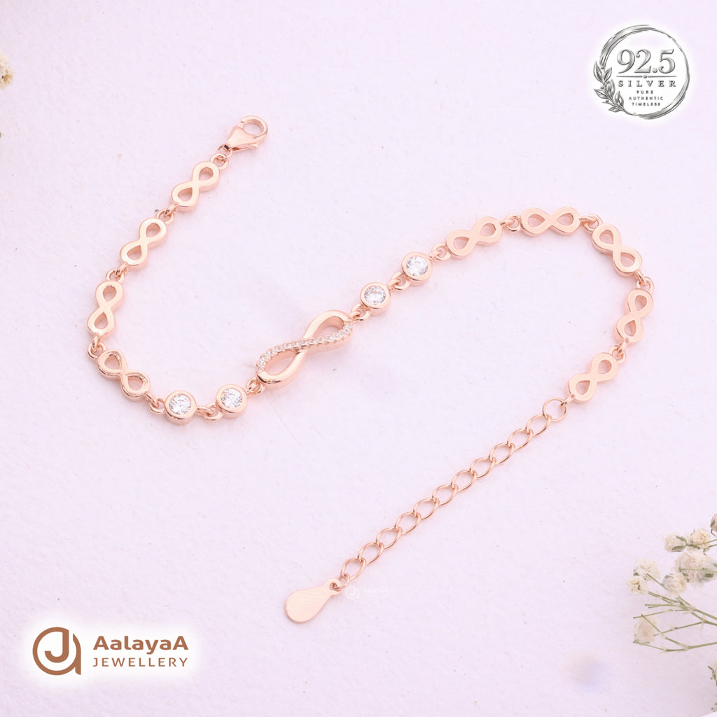 Silver Rosegold Infinity Sparkle Bracelet