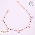 Silver Rosegold Black Bead Heart Charm Bracelet