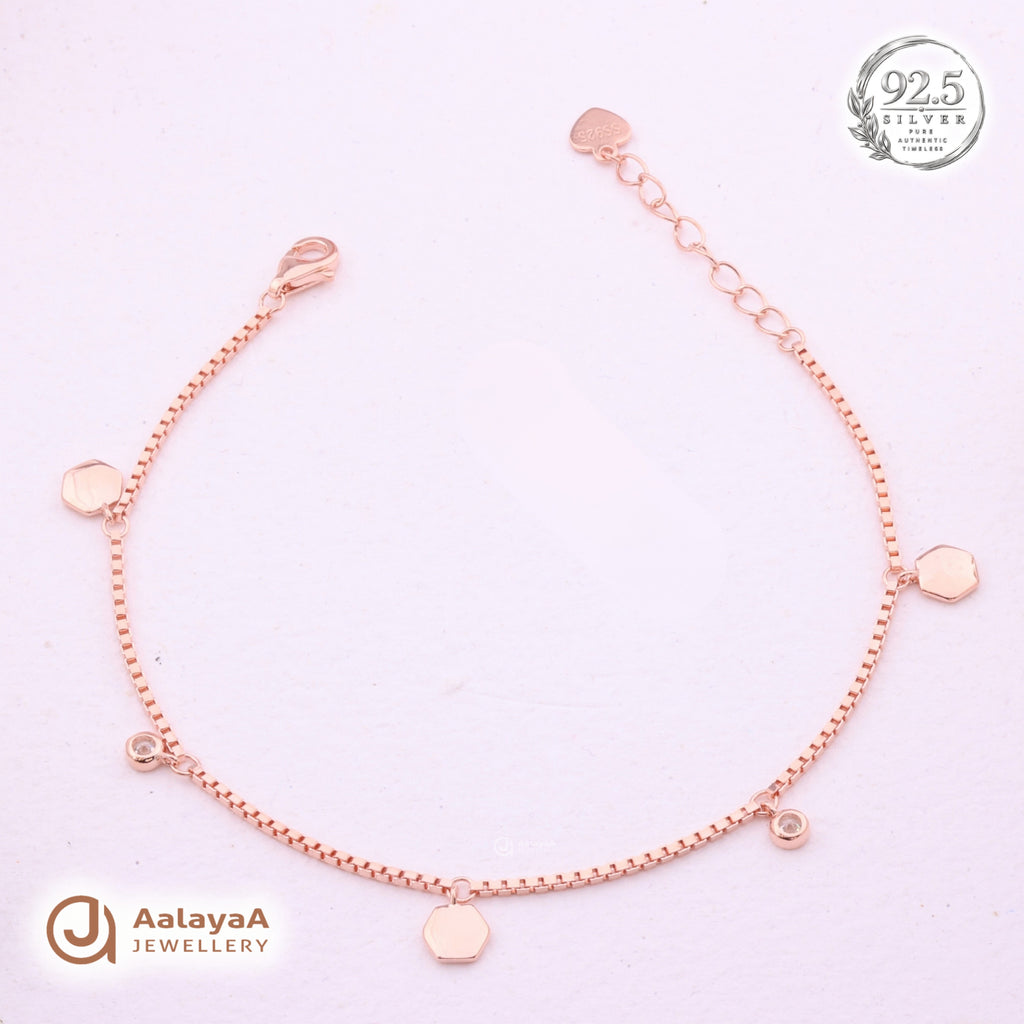 Silver Rosegold Geometric Charm Bracelet