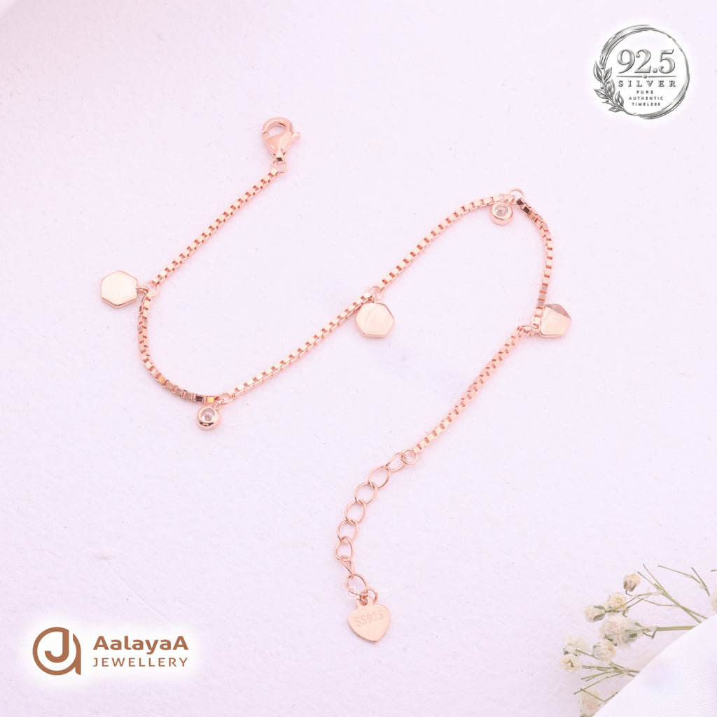 Silver Rosegold Geometric Charm Bracelet