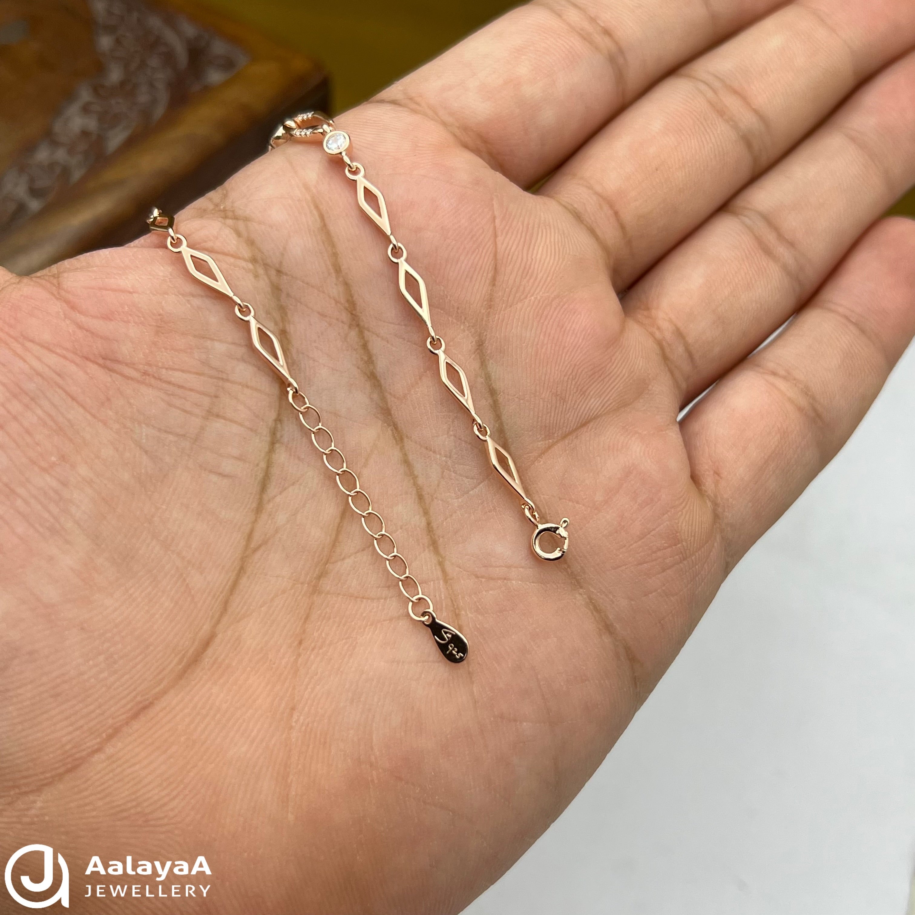 Silver Rosegold Cyclic Natural Bracelet