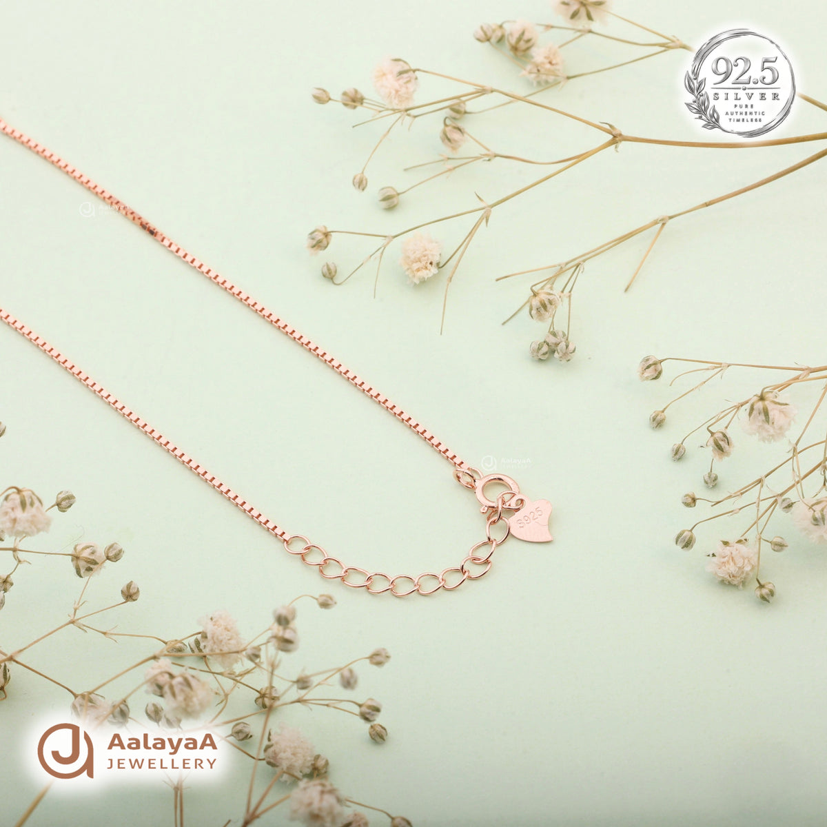 Silver Rosegold Radiant Loop Chain Pendant