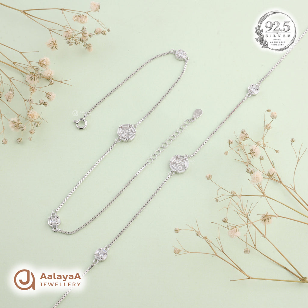 Silver Hexa Sparkle Anklet