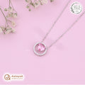 Silver Pink Heart Halo Chain Pendant