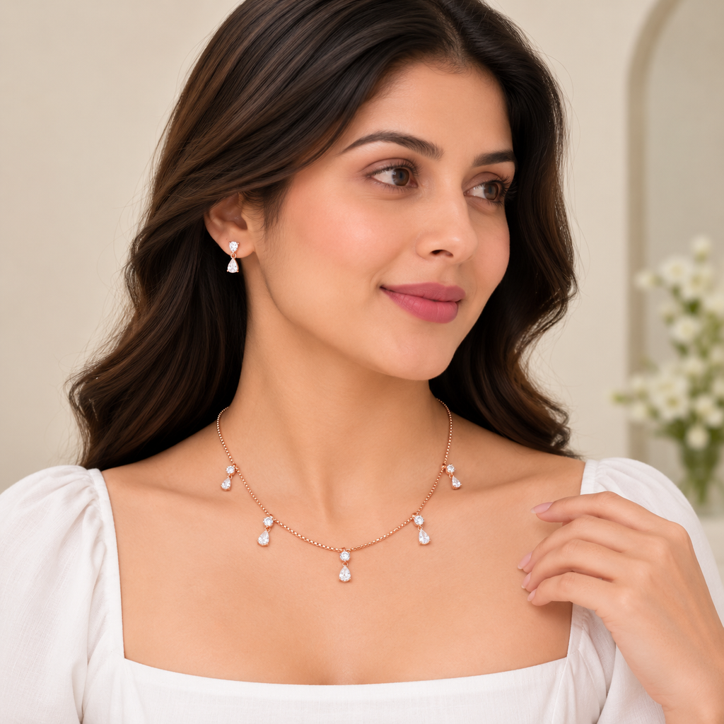 Crystal Dewdrop Necklace Set