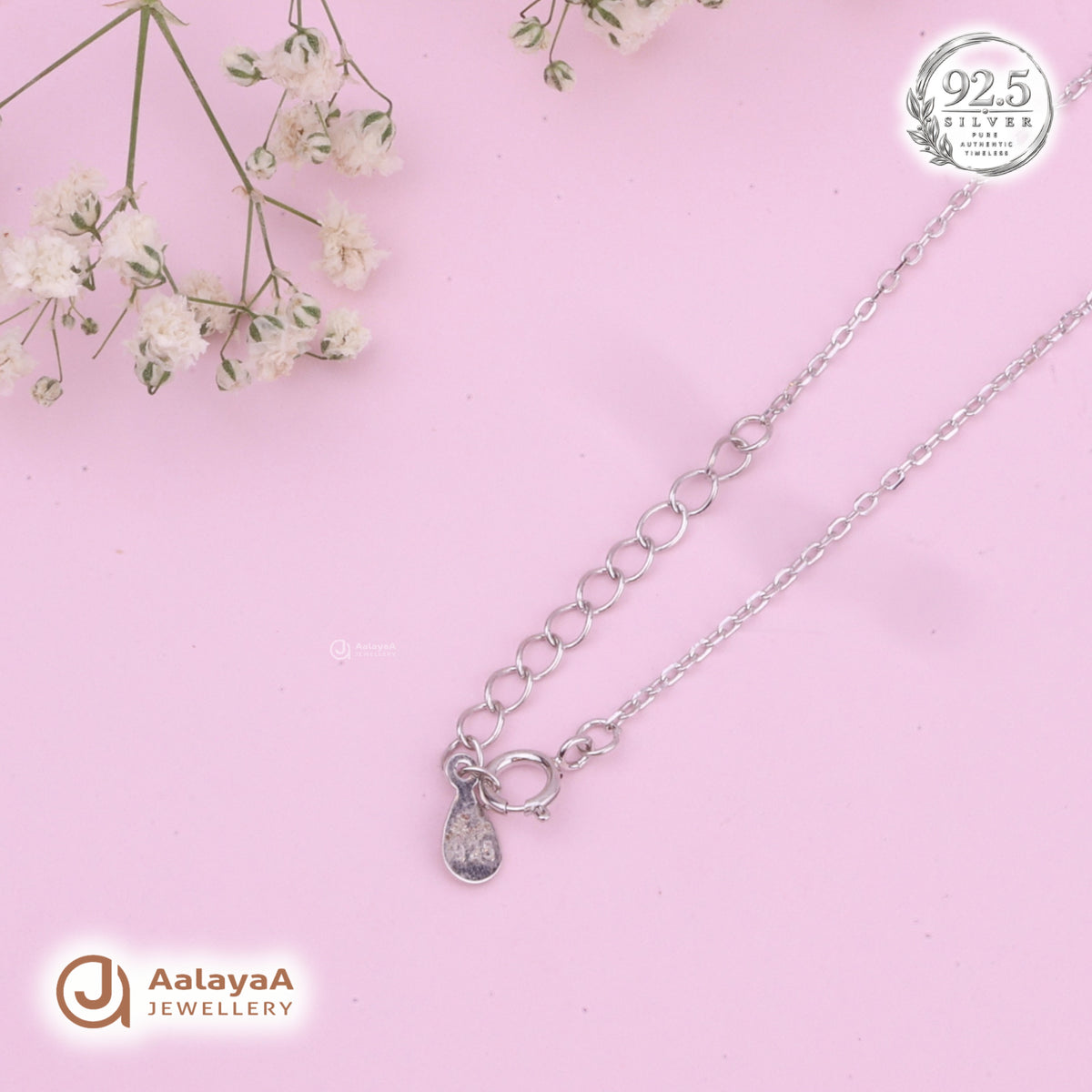 Silver Pink Heart Halo Chain Pendant