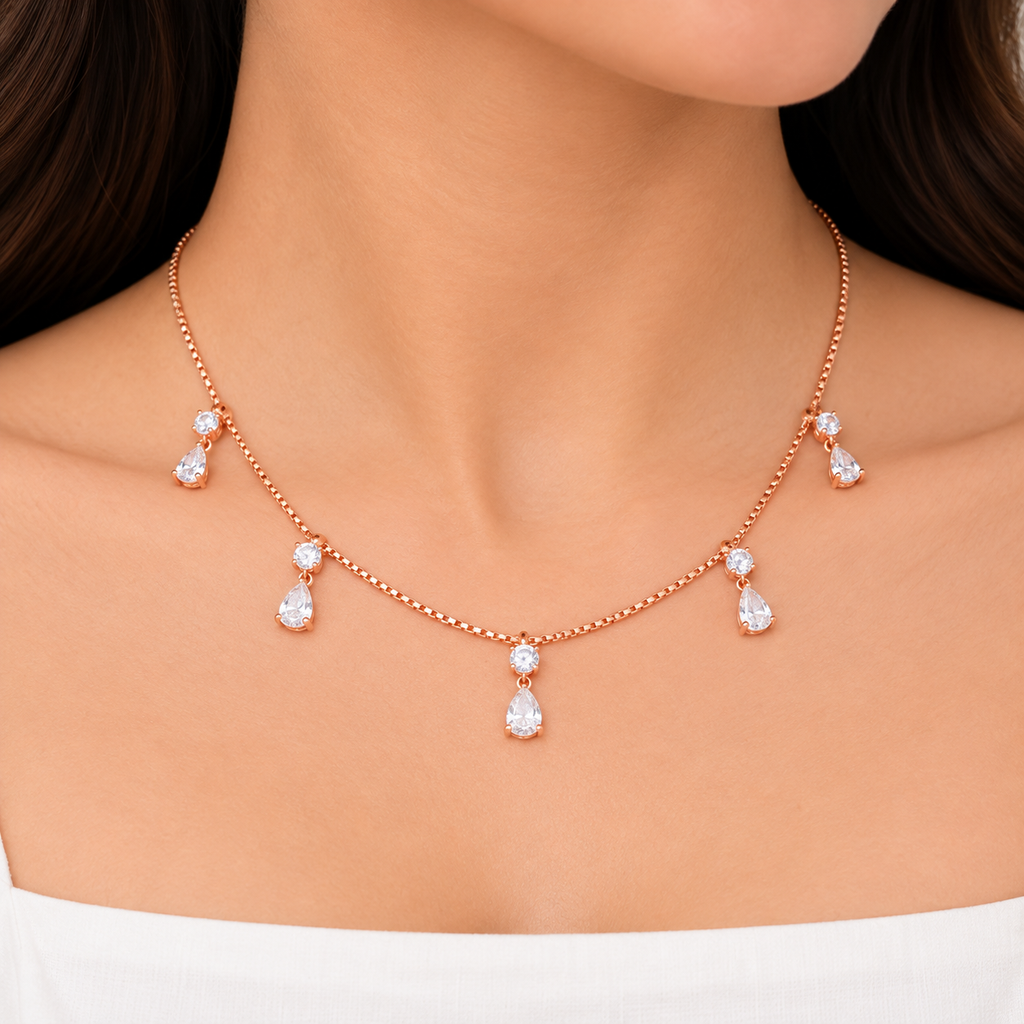 Crystal Dewdrop Necklace Set
