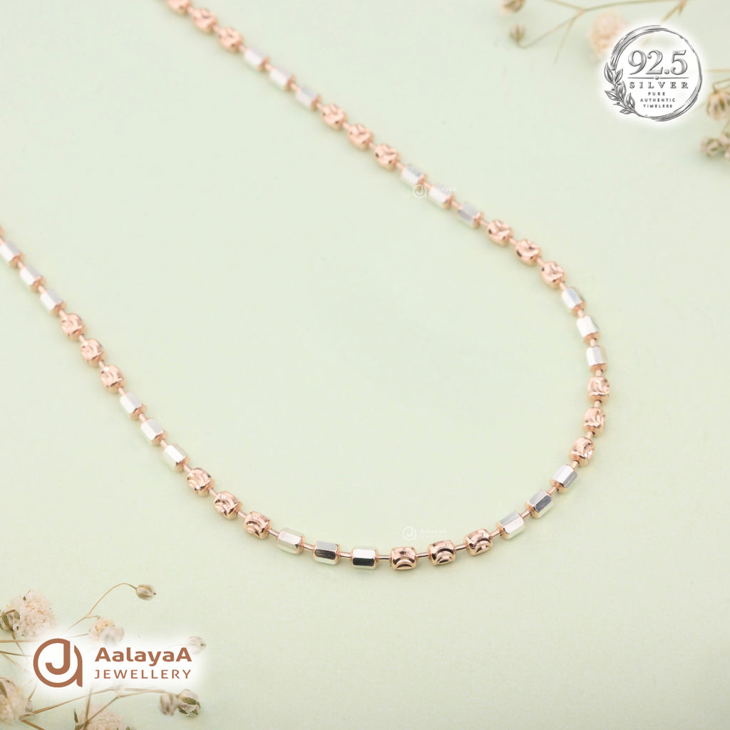 Silver Rosegold Trio Cube Bead Chain