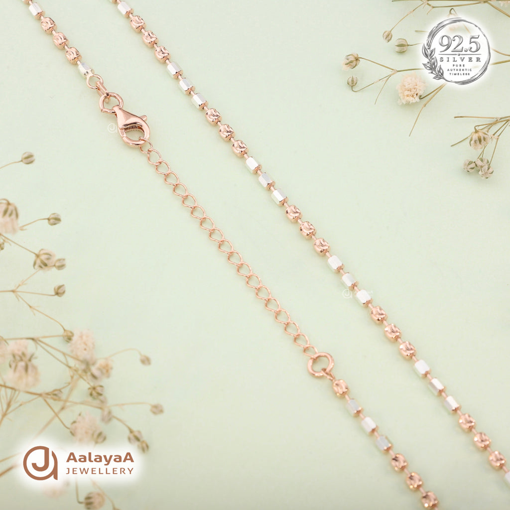 Silver Rosegold Trio Cube Bead Chain