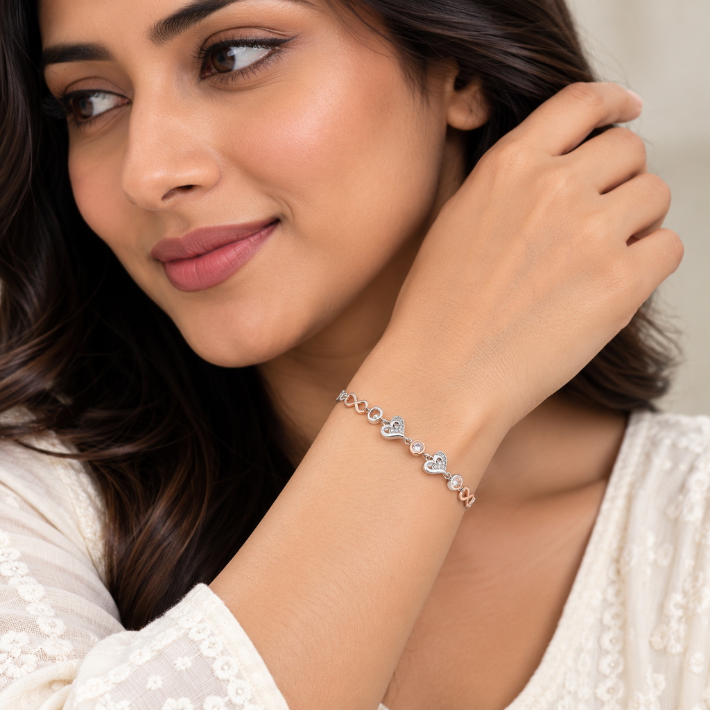 Silver Rosegold Infinity Hearts Bracelet