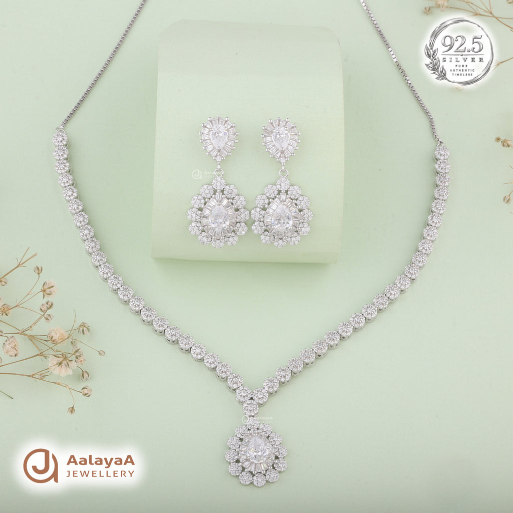 Silver Celestial Radiance Necklace Set