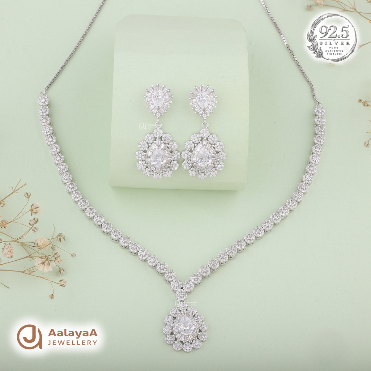 Silver Celestial Radiance Necklace Set