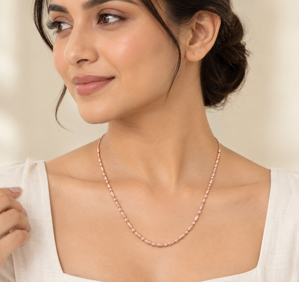 Silver Rosegold Ornate Swirl Bead Chain