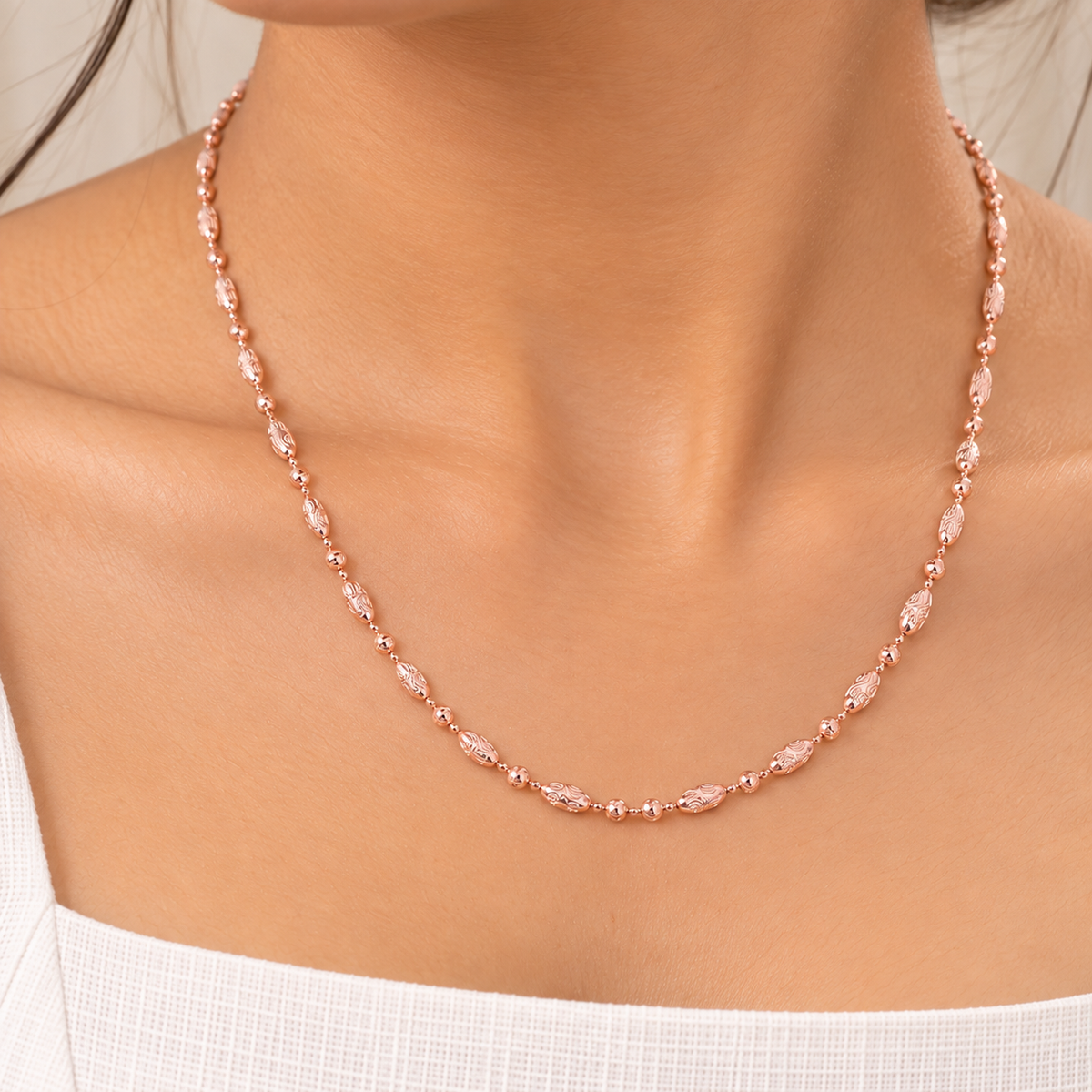 Silver Rosegold Ornate Swirl Bead Chain