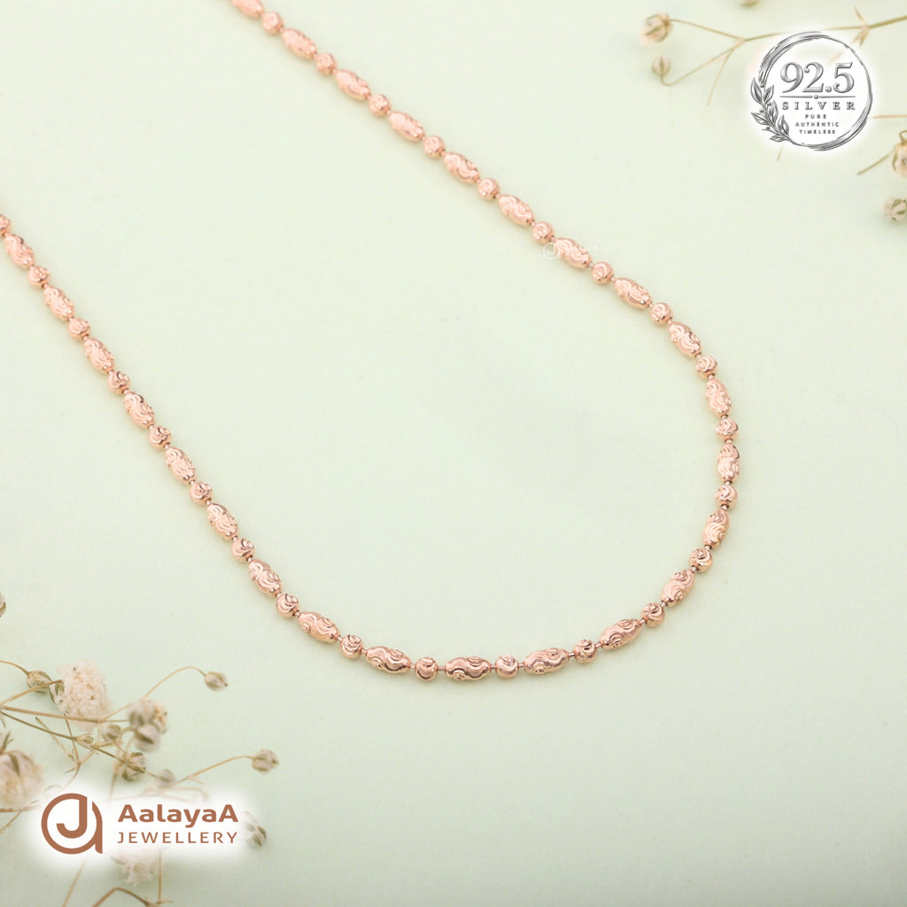 Silver Rosegold Ornate Swirl Bead Chain
