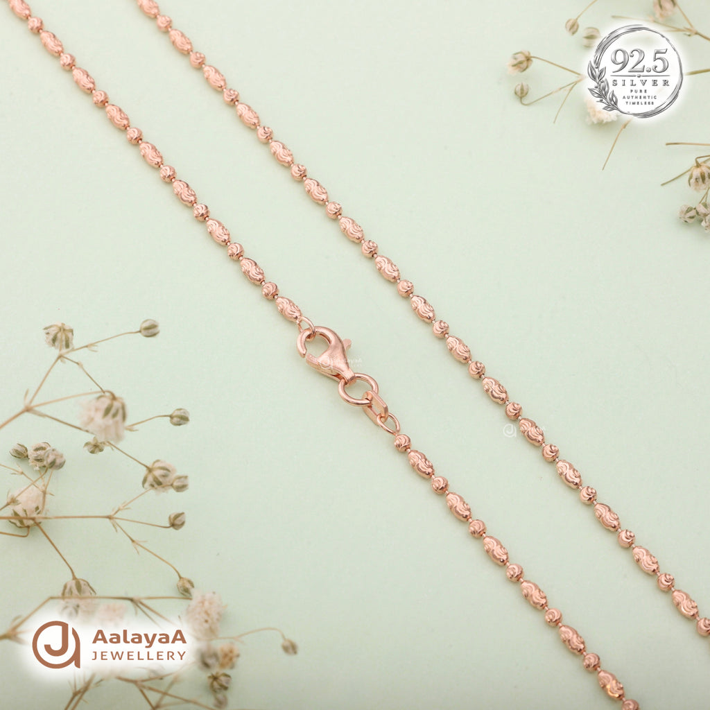 Silver Rosegold Ornate Swirl Bead Chain