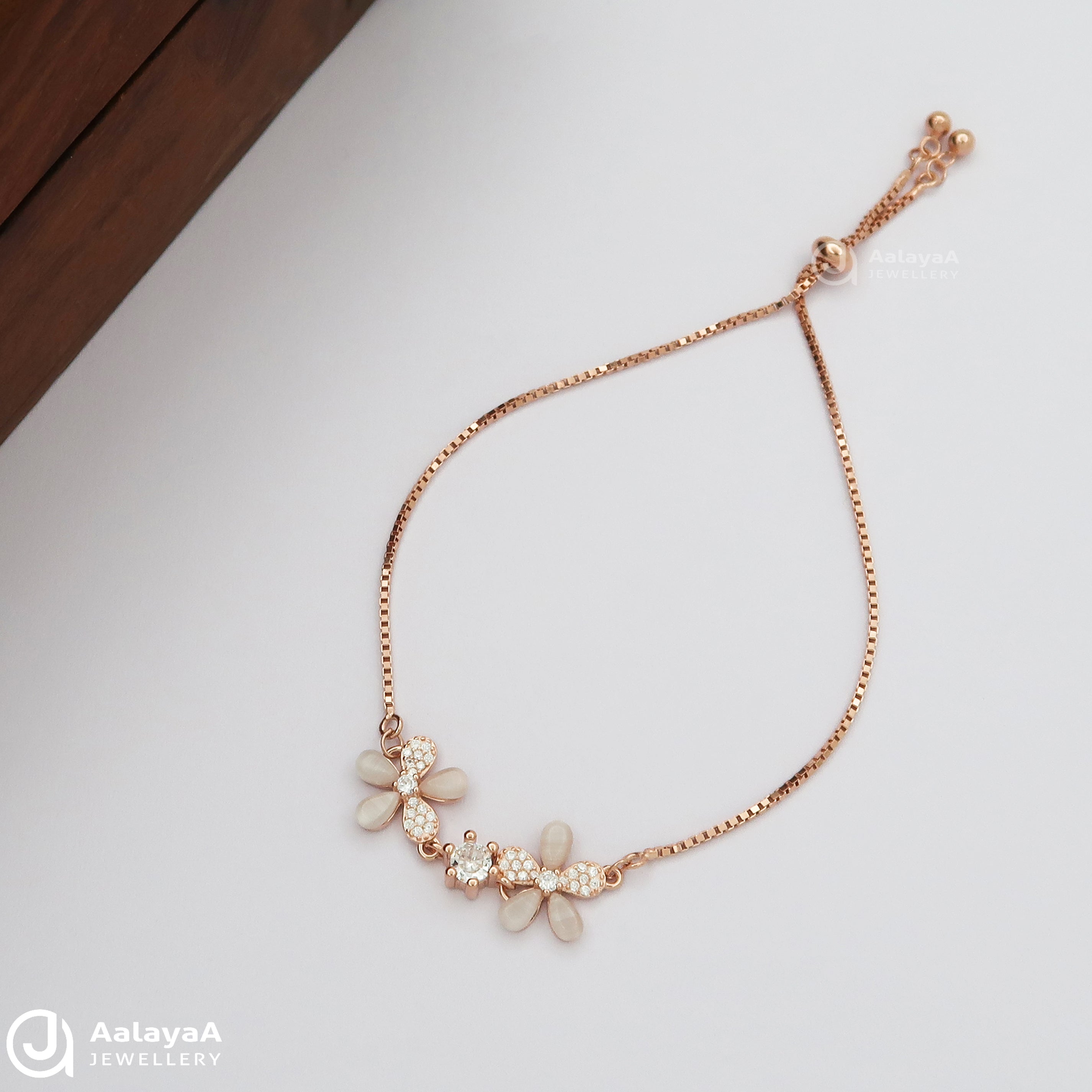 Adjustable Silver Rosegold Stylish Floral Bracelets