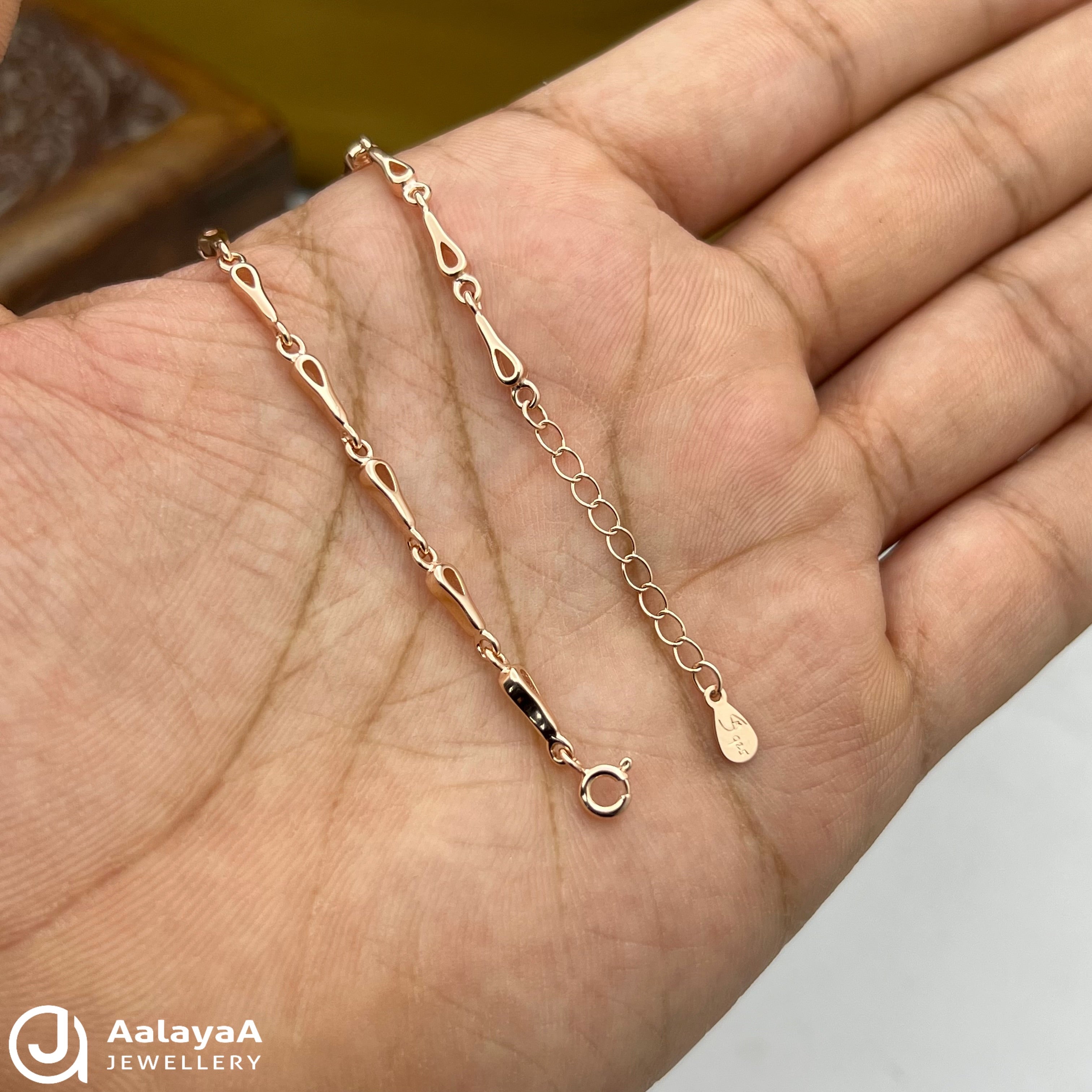 Silver Rosegold Diamond with Stone Bracelet