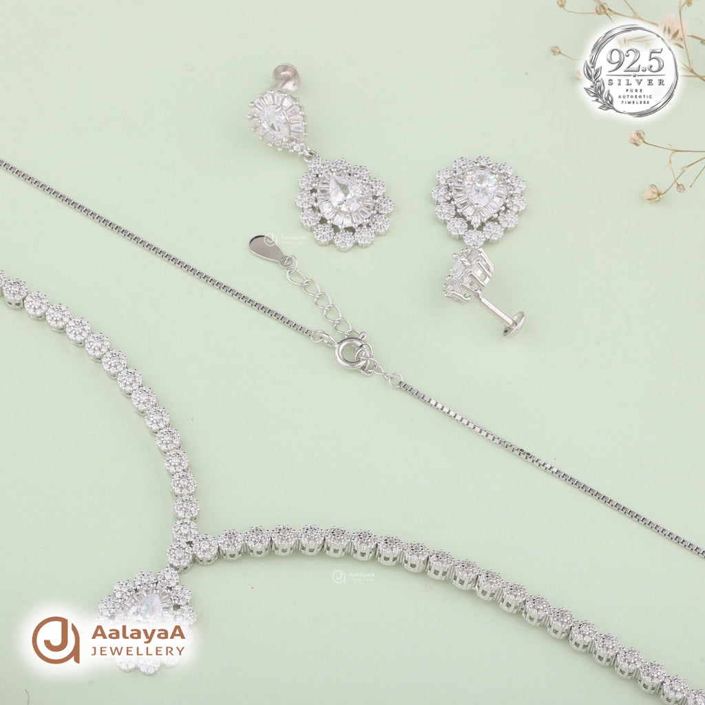 Silver Celestial Radiance Necklace Set