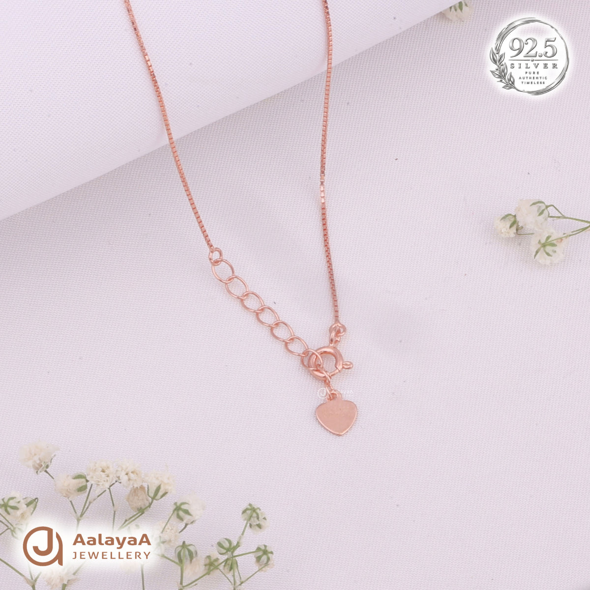 Silver RoseGold Ruby Halo Chain Pendant