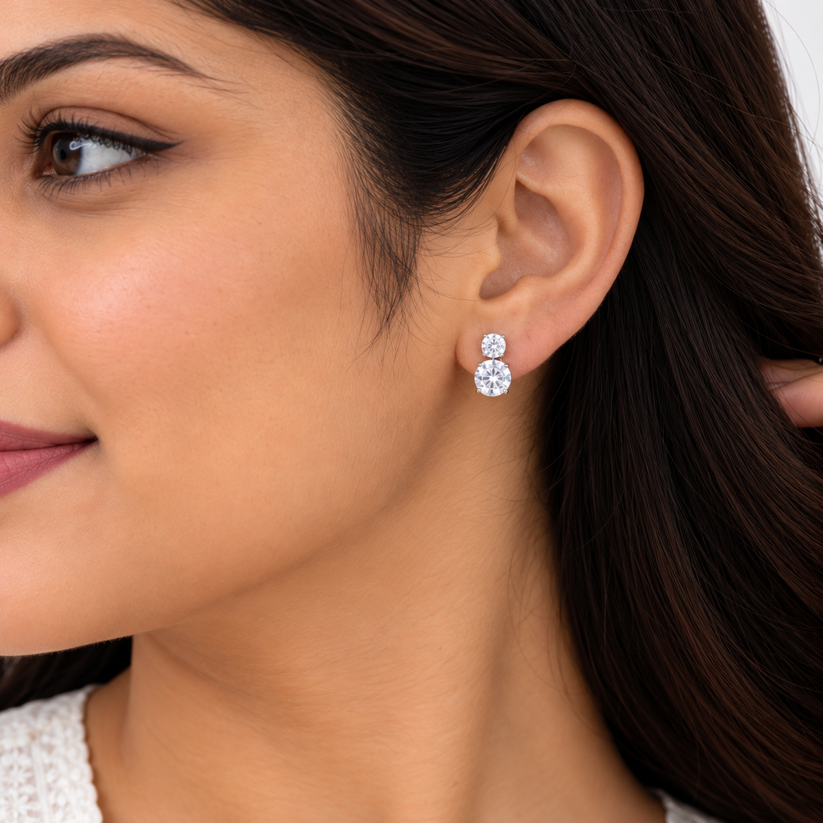 Silver Diamond Cascade Necklace Set