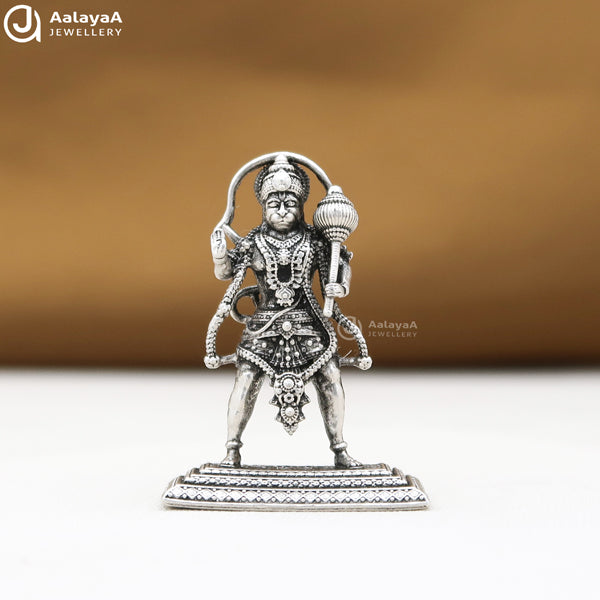 Silver Antique Standing Hanuman 2D Idol
