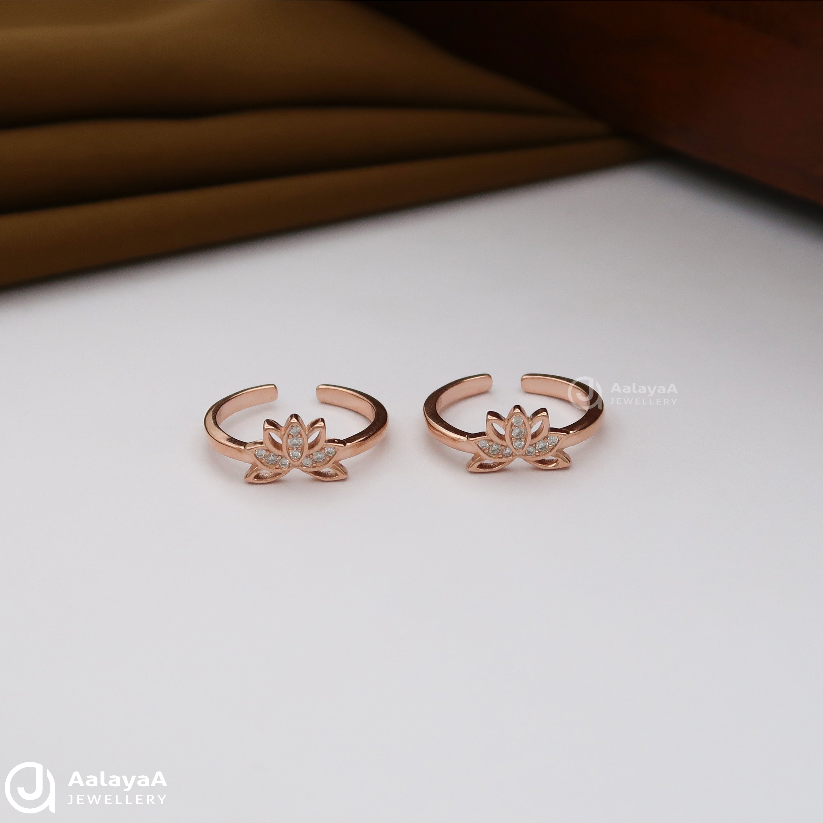 Silver Rose Gold Lotus Toe Ring