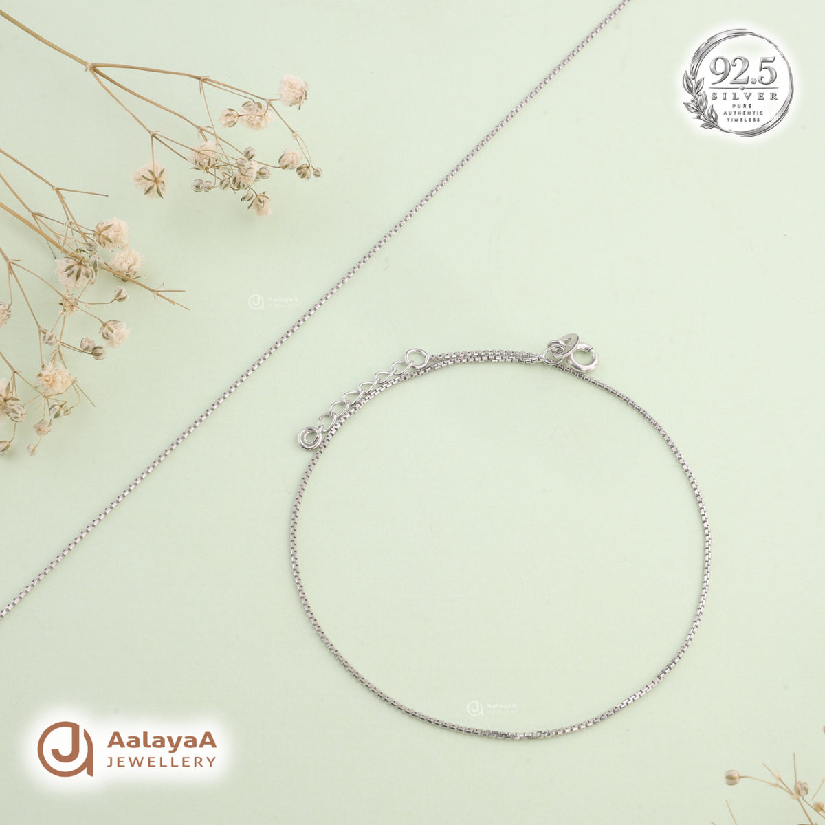 Silver Classic Box Chain Anklet