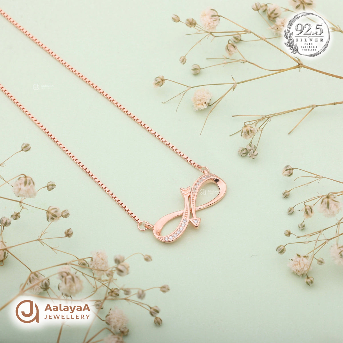 Silver Rosegold Cupid Loop Chain Pendant