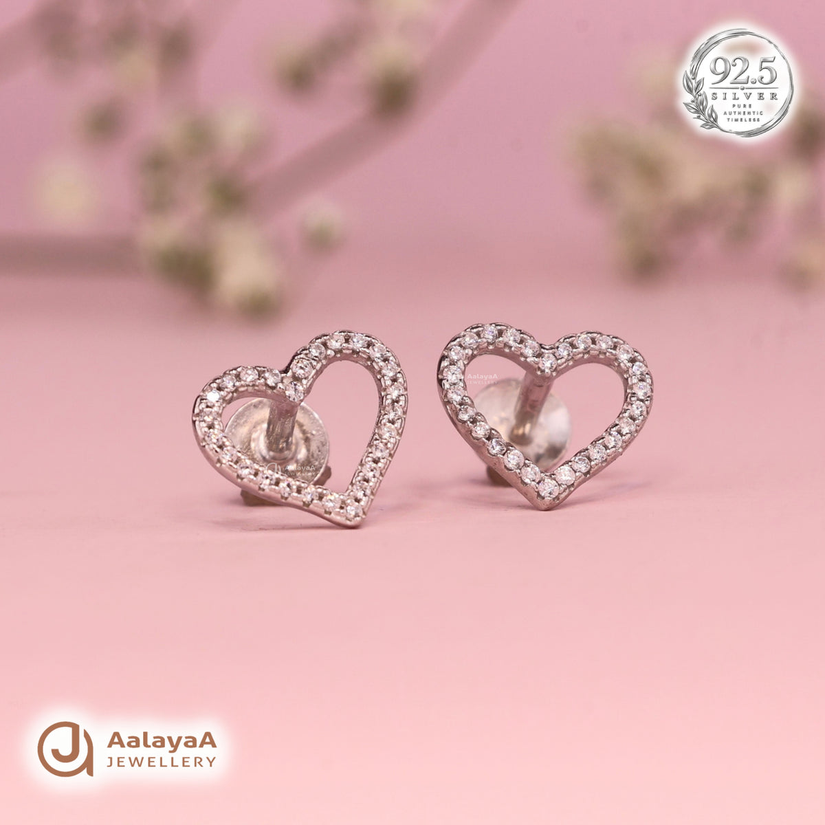 Silver Crystal Heart Earring