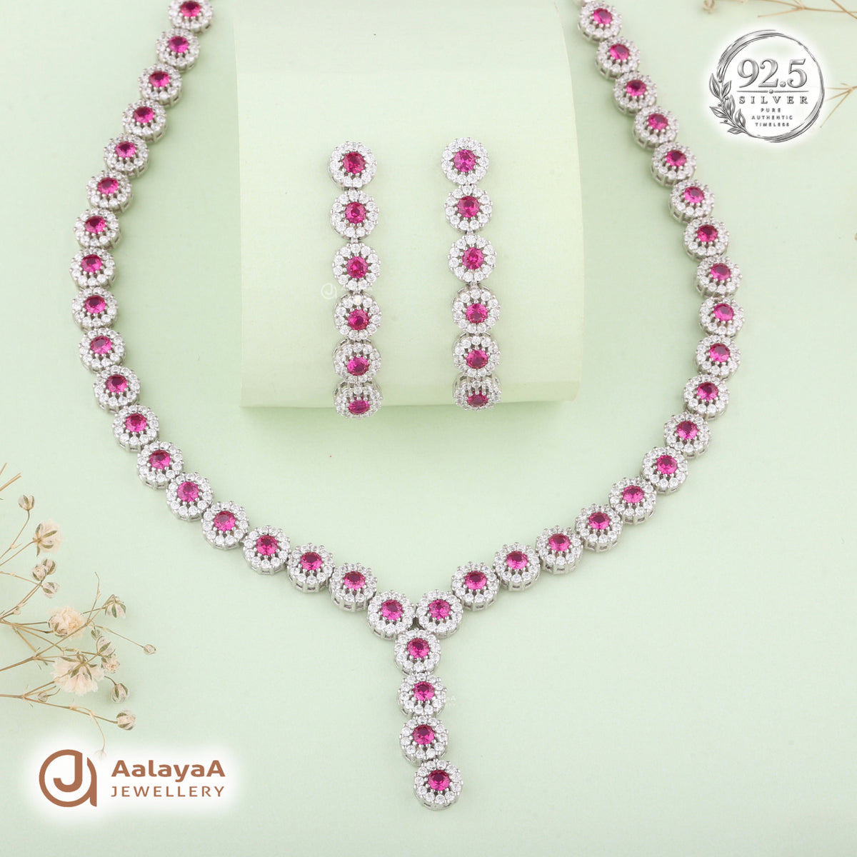 Silver Ruby Royale Necklace Set