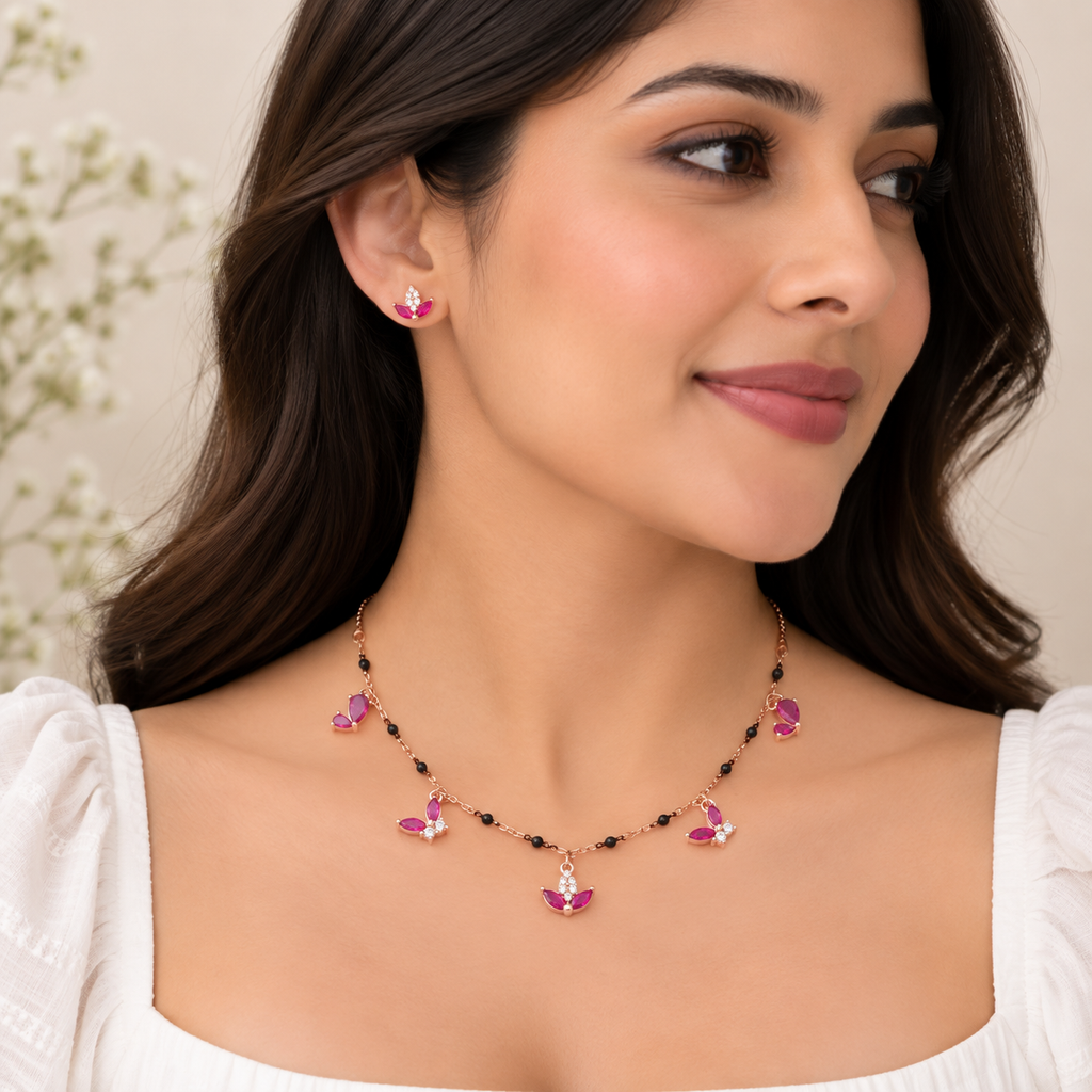Ruby Petal Mangalsutra Set