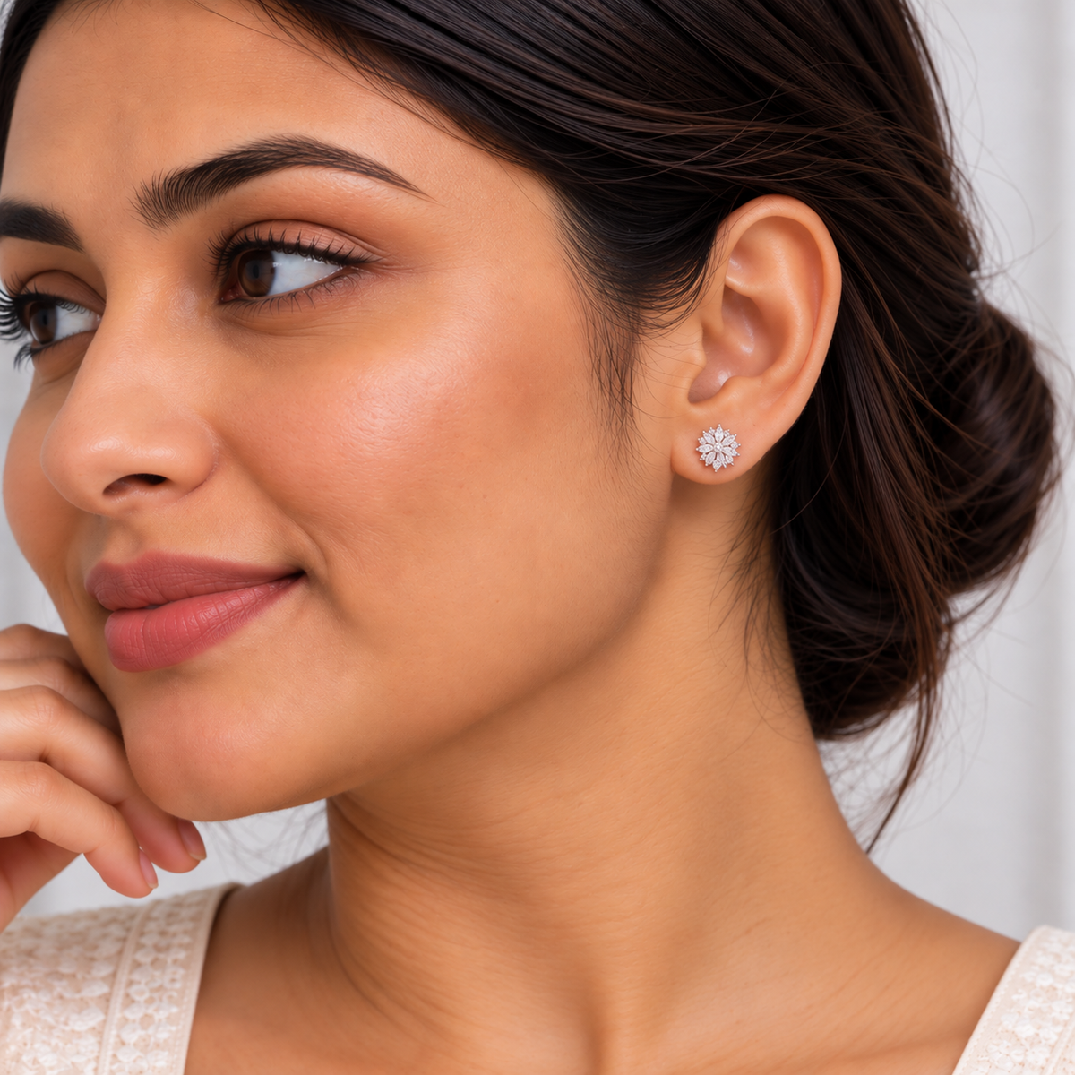 Silver Crystal Blossom Earring