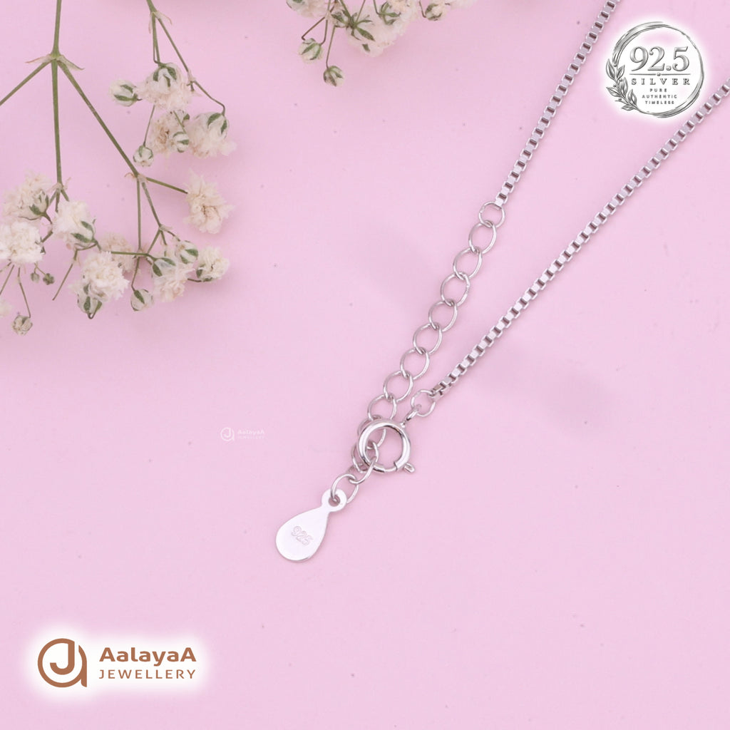 Silver Pearl Bow Blossom Chain Pendant