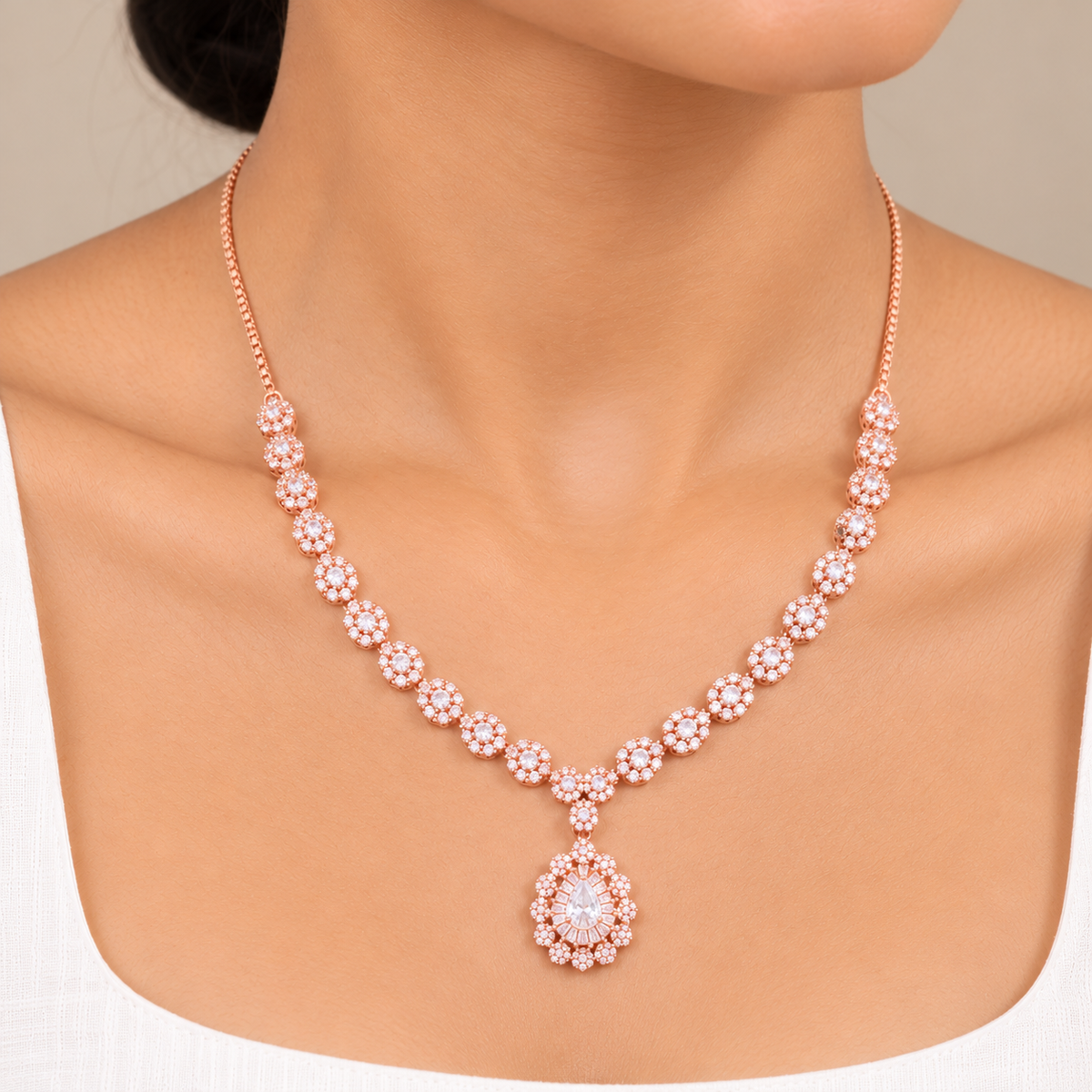 Silver Rose Gold Valentina Radiance Necklace Set
