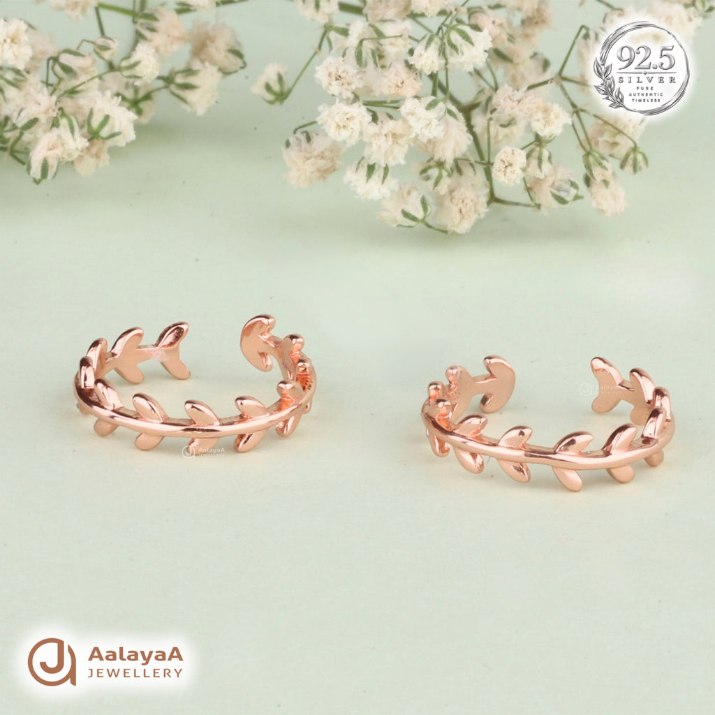 Silver RoseGold Delicate Vine Toe Ring