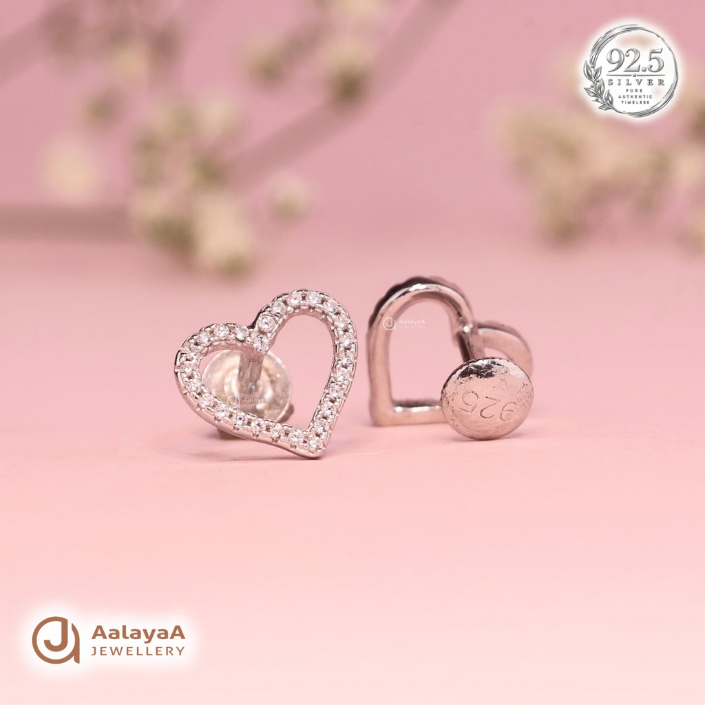 Silver Crystal Heart Earring