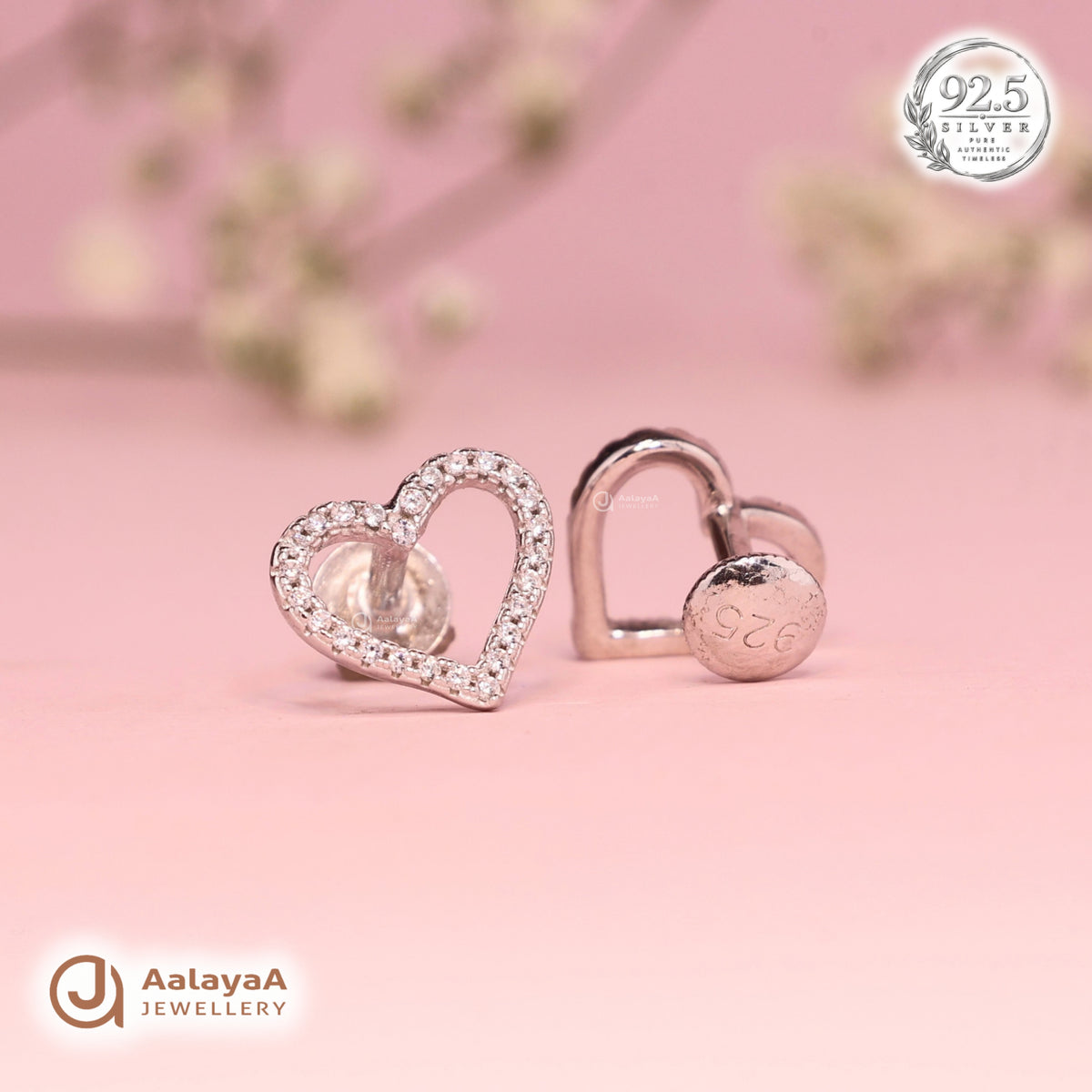 Silver Crystal Heart Earring