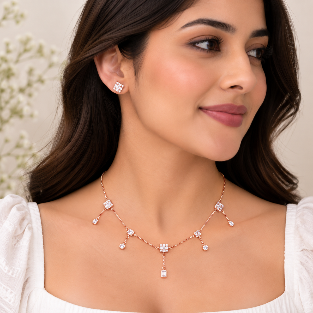 Radiant Baguette Necklace Set