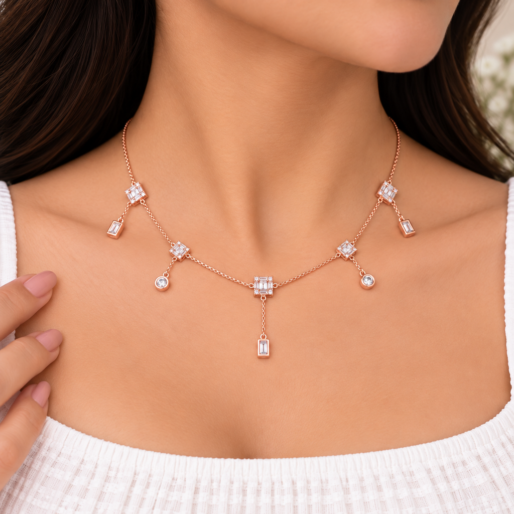 Radiant Baguette Necklace Set
