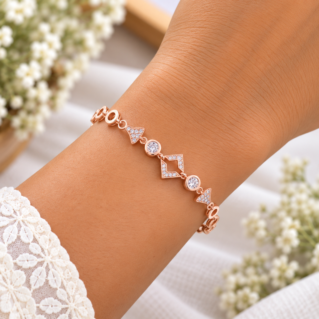 Silver Rosegold Geometric Circle Bracelet