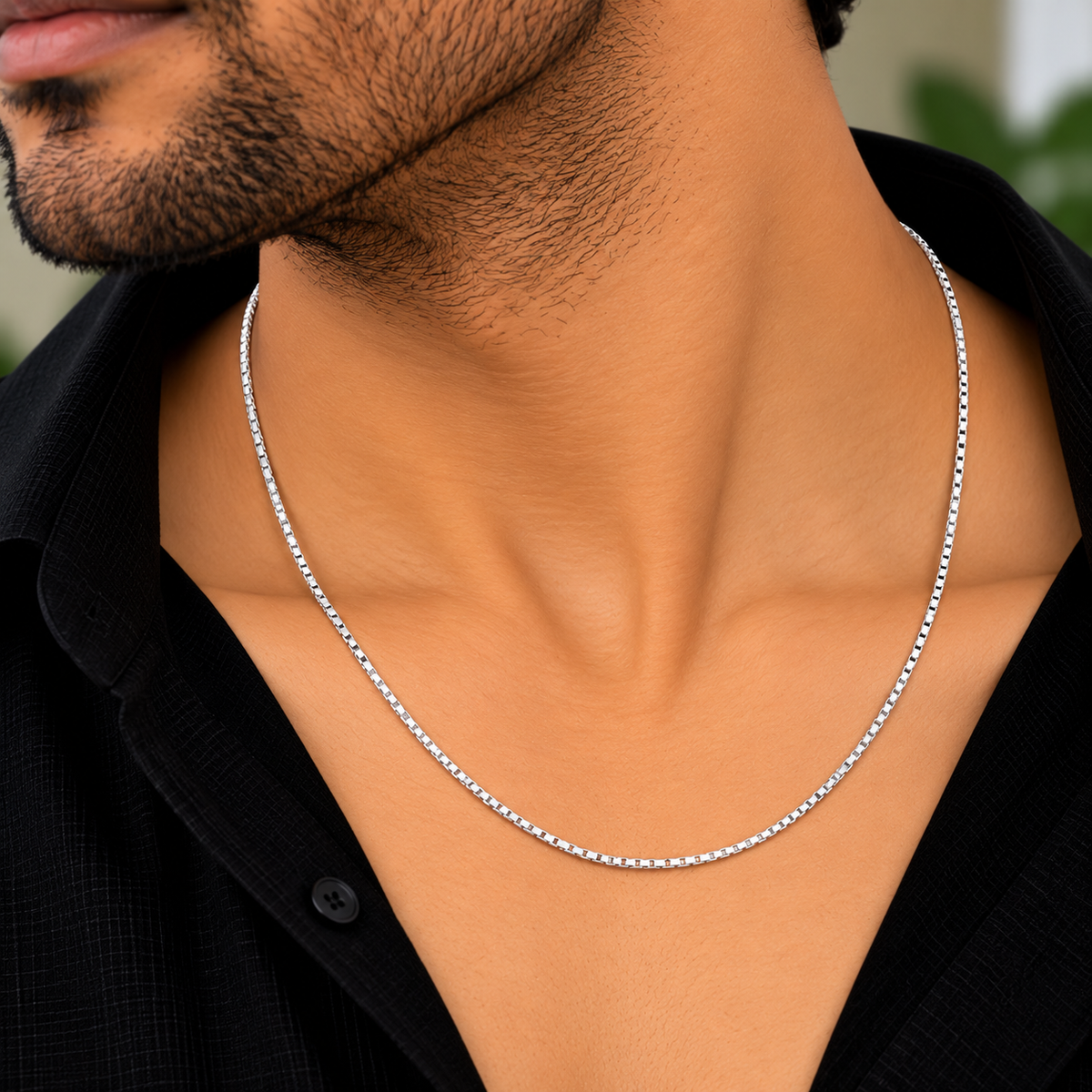 Precision Box Silver Men's Chain