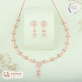 Silver Rose Gold Evanna Petal Necklace Set