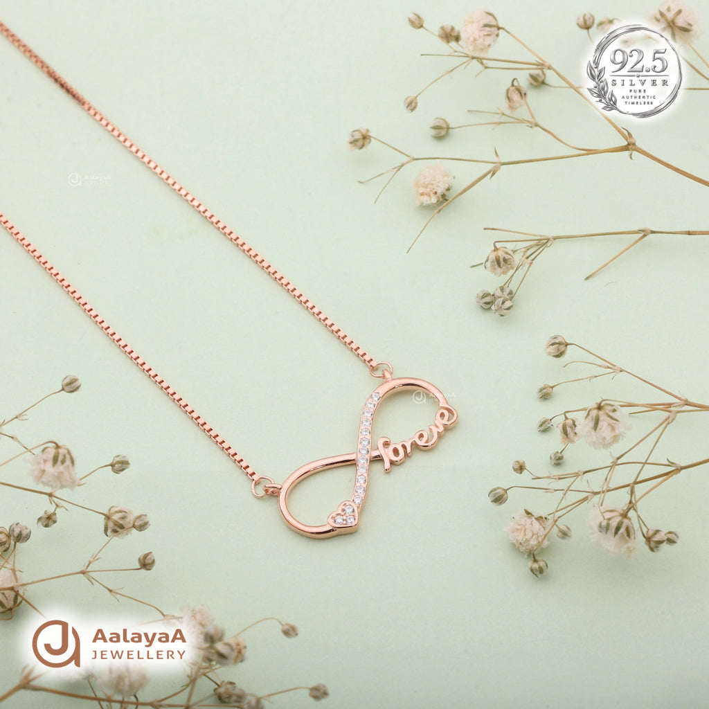 Silver Rosegold Forever Love Chain Pendant