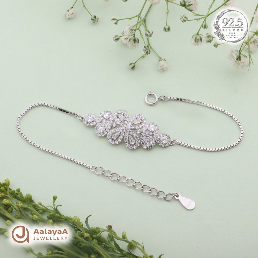 Silver Radiant Floral Cluster Bracelet