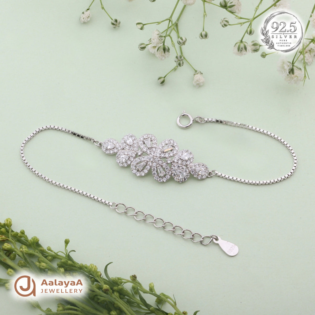 Silver Radiant Floral Cluster Bracelet