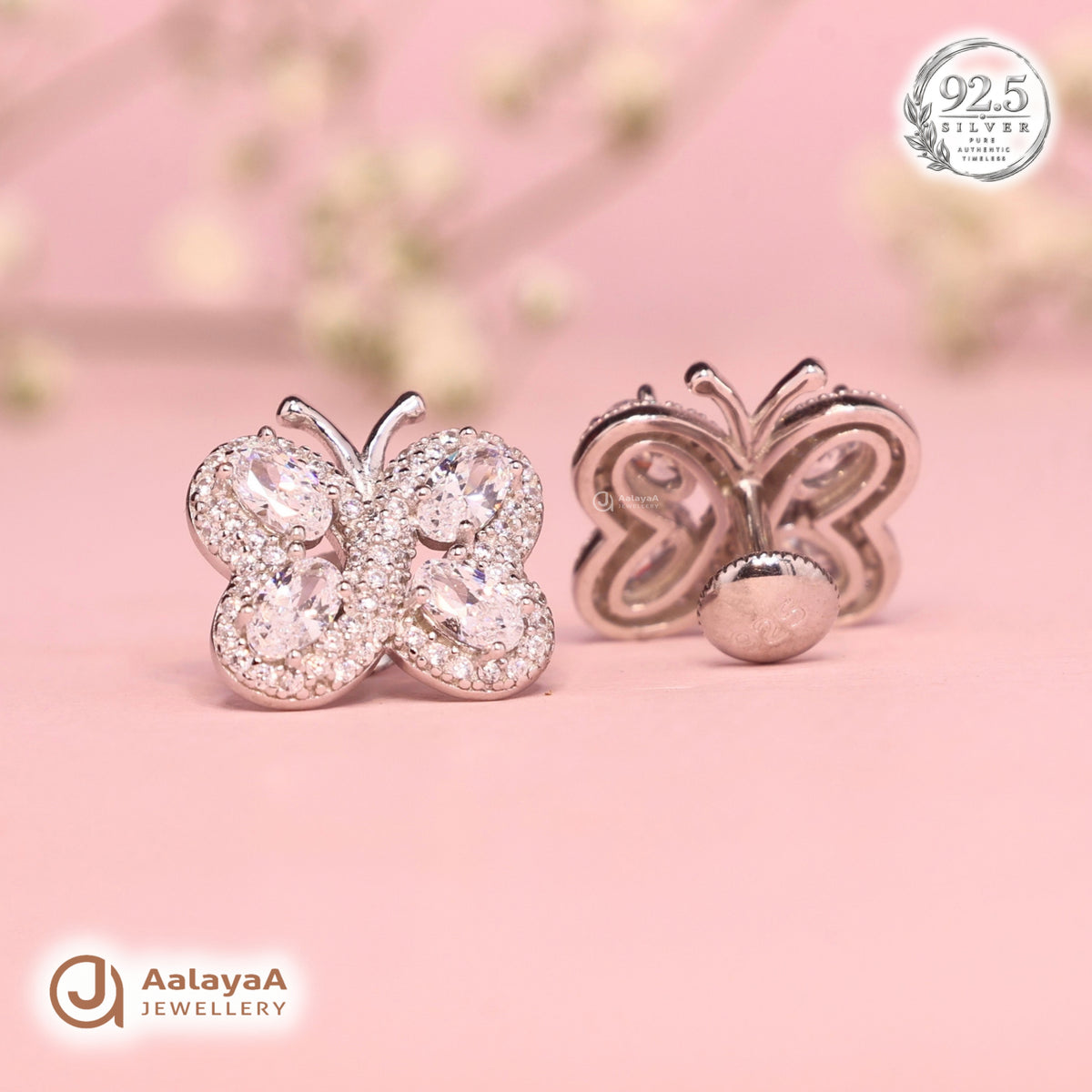 Silver Sparkling Butterfly Earring